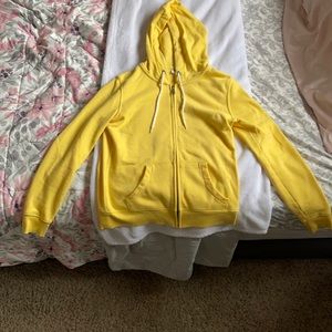 Bright yellow zip up hoodie for Old Navy